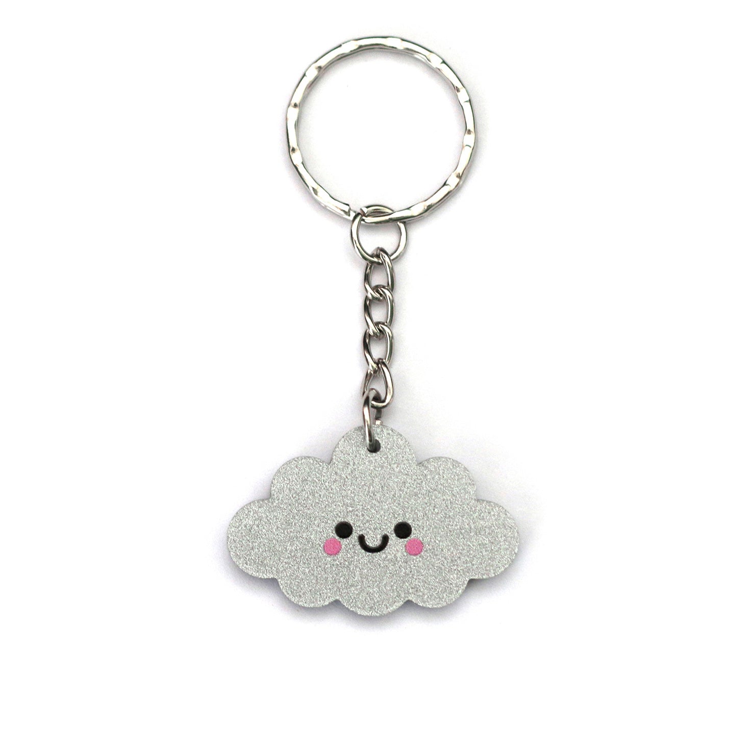 Silver Cloud Glitter Acrylic Keychain