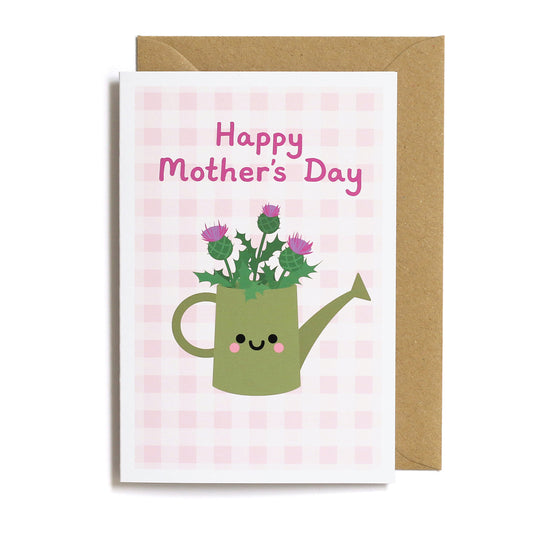 Happy Mother's Day - Thistle Flowers in Watering Can Card