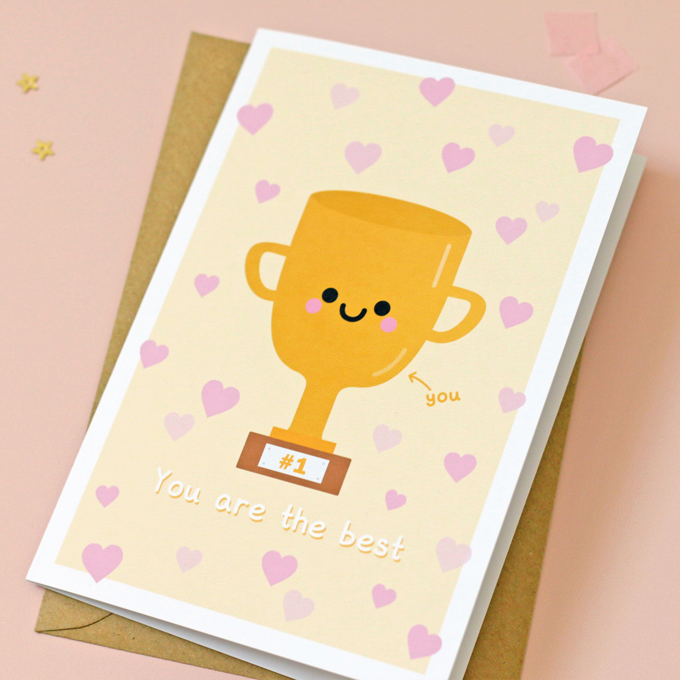 Happy gold trophy card by hannahdoodle