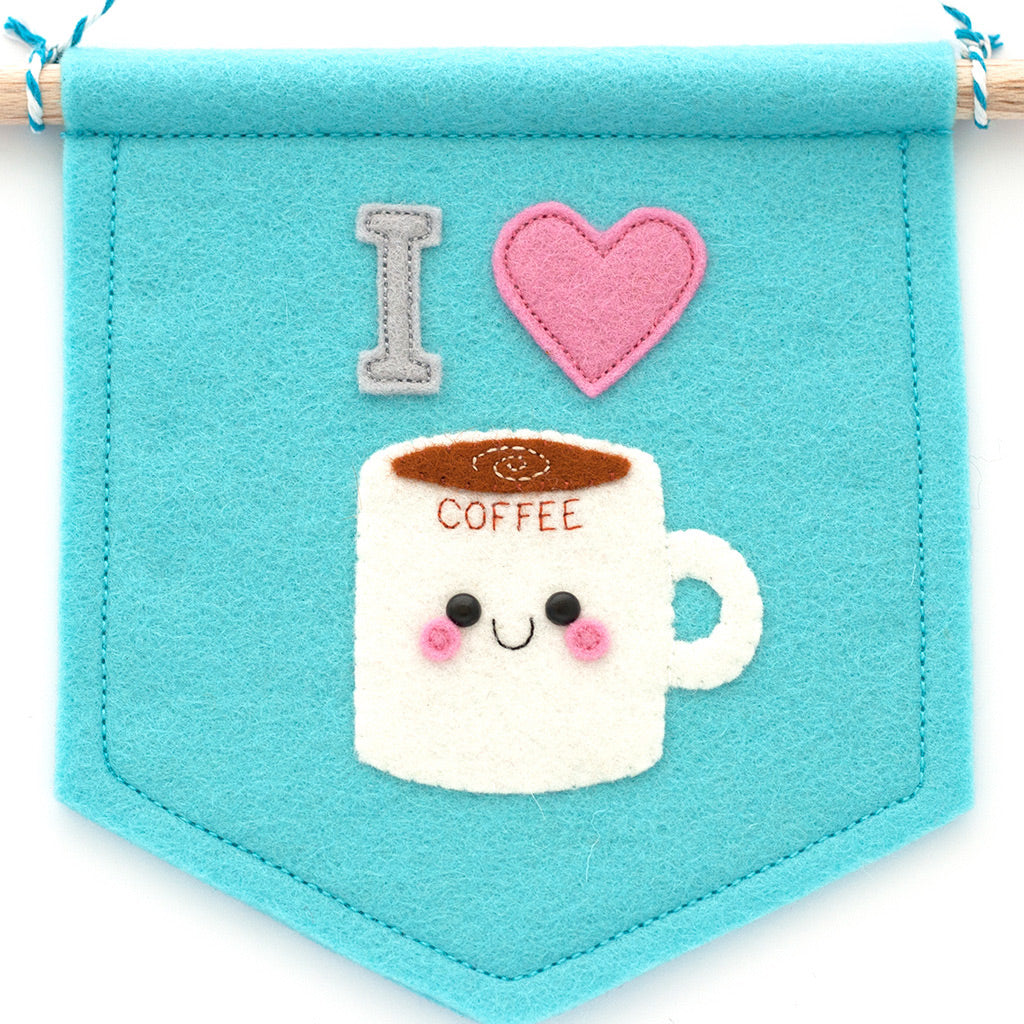 I Love Coffee Felt Kitchen Banner