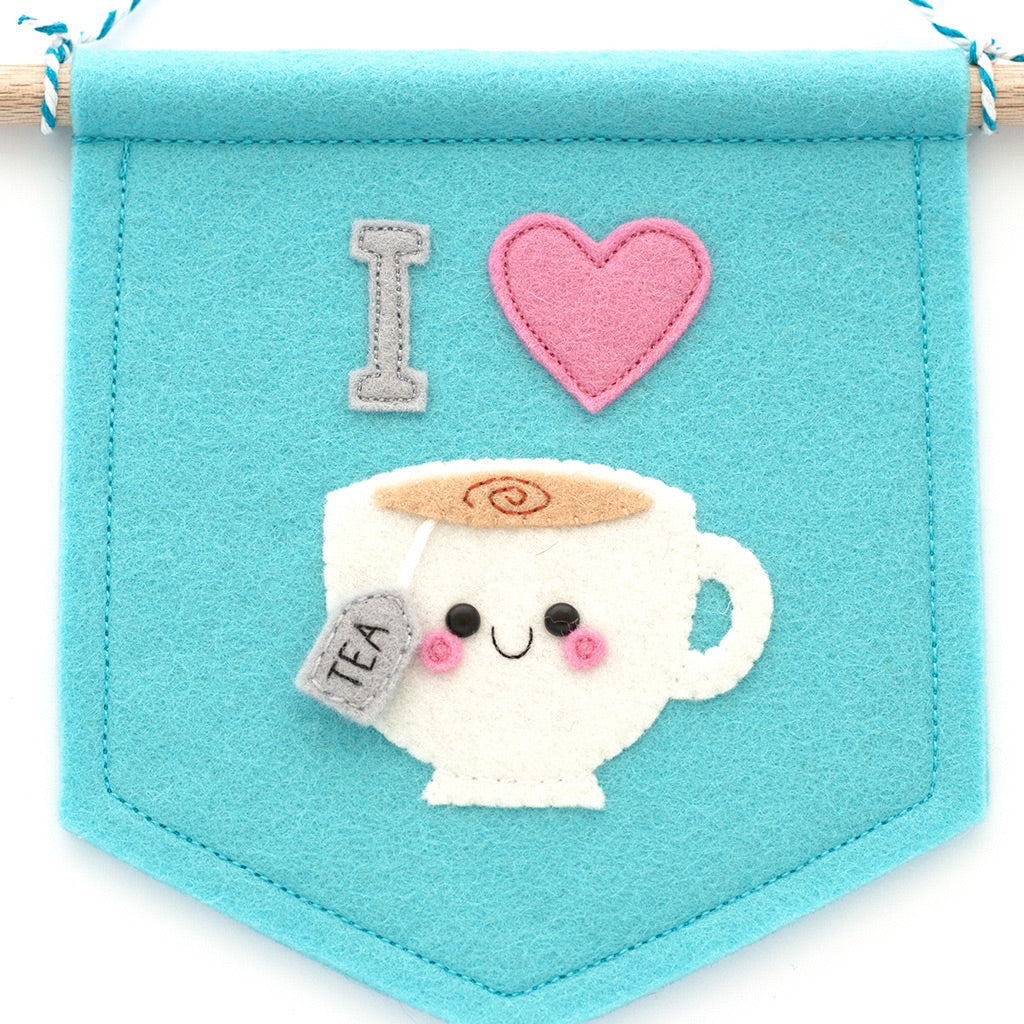 Blue Teacup Felt Banner