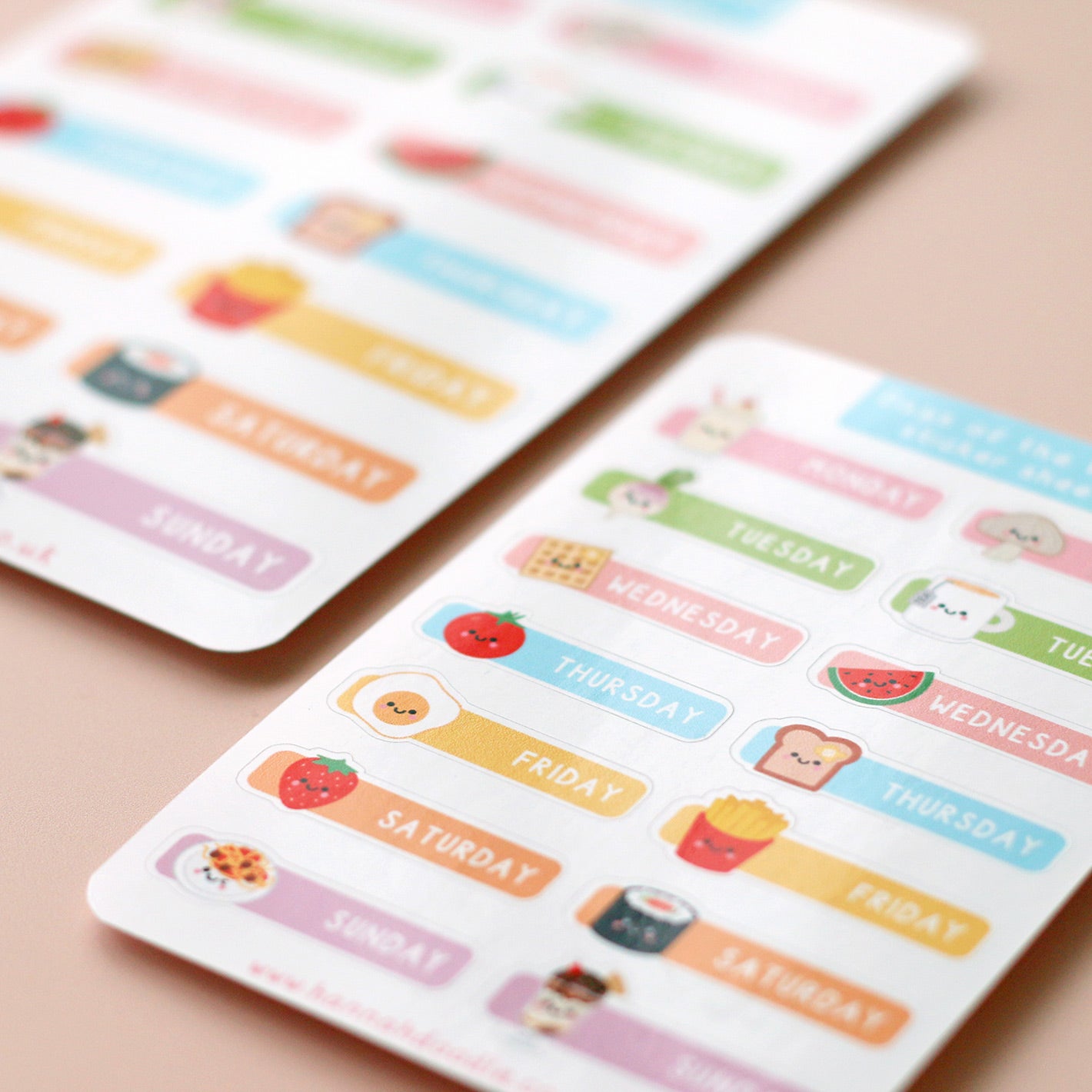 Days of the week sticker sheets