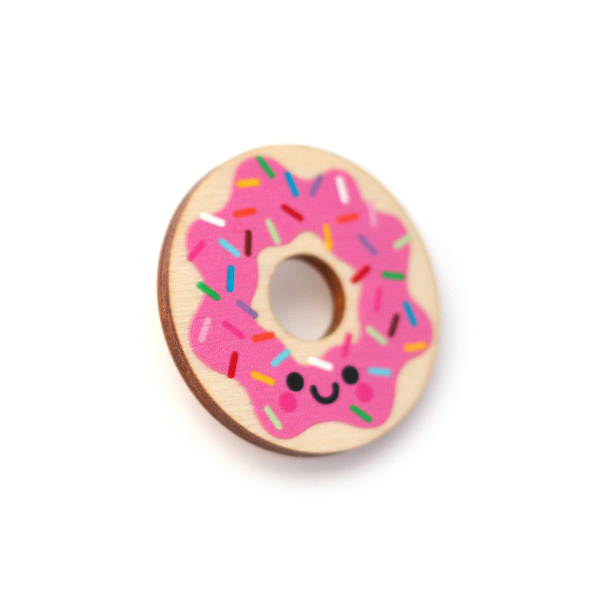Donut Wooden Pin Badge