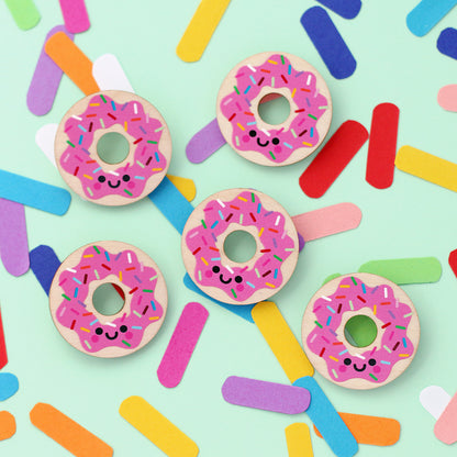 Donut Wooden Pin Badge