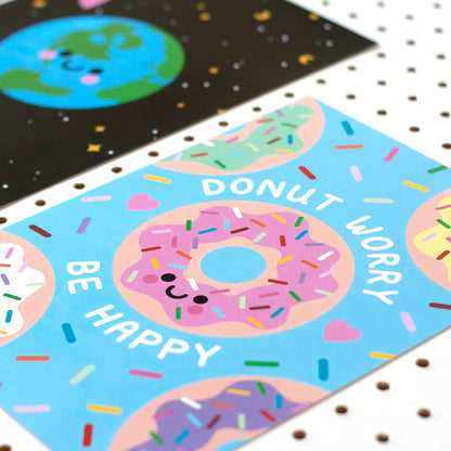 Donut Worry Be Happy, A4 Print