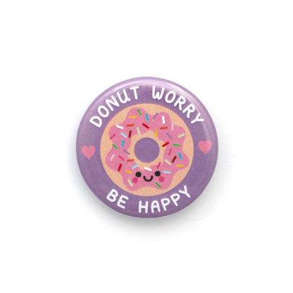 Purple Donut Worry, Be Happy Badge