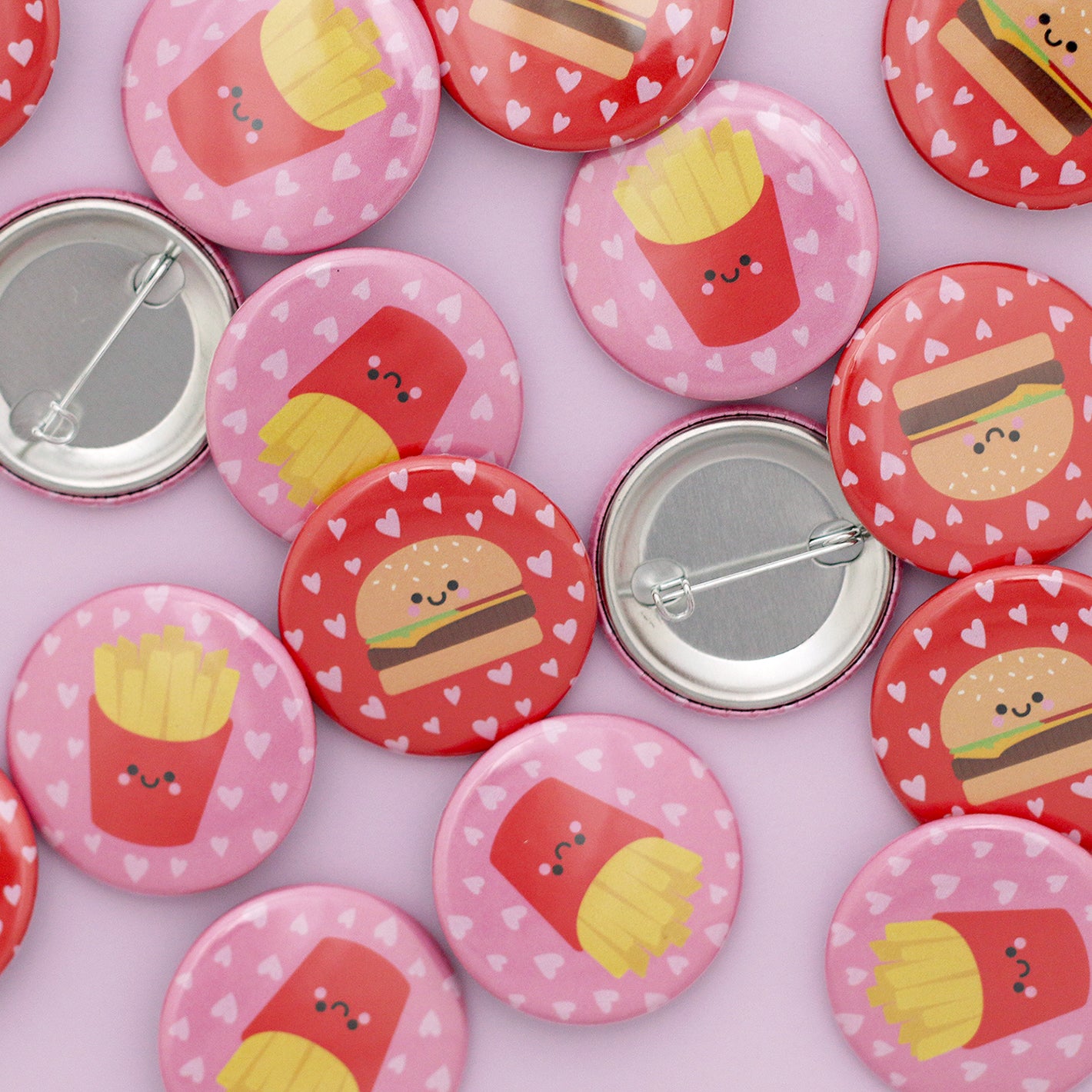 Burger and Fries Button Badges