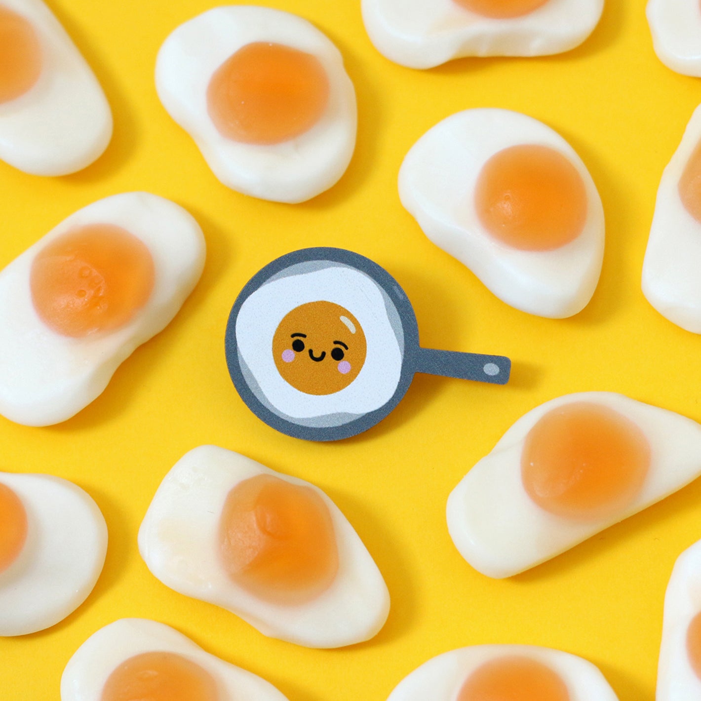 Frying Pan Egg Wooden Pin Badge