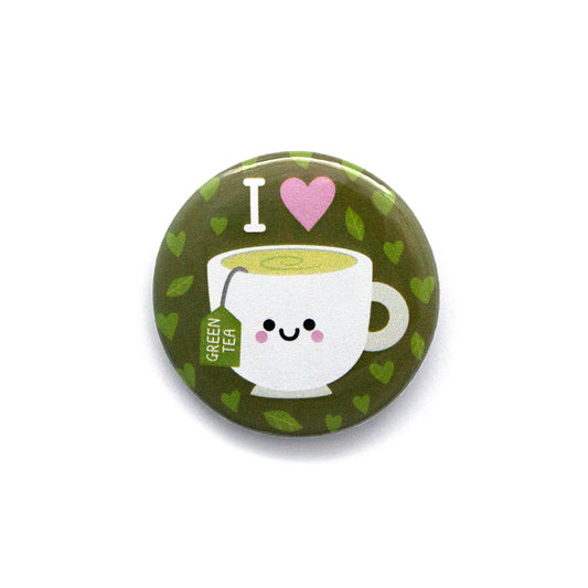 green tea button badge