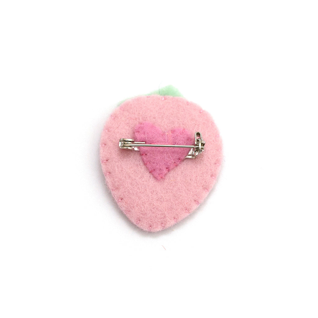 Back of Pastel Pink Strawberry Brooch