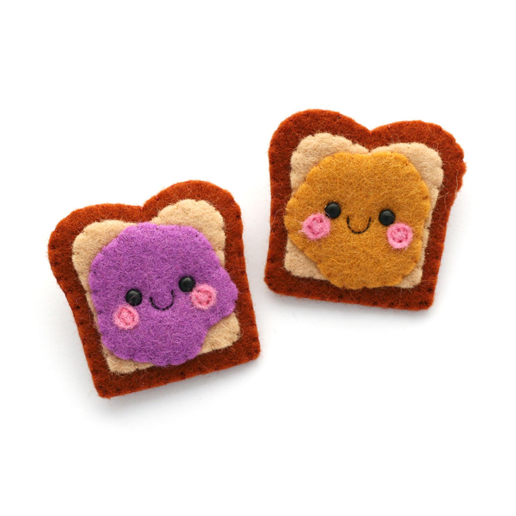 Peanut Butter and Jelly Sandwich Felt Brooches