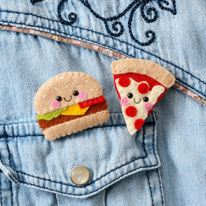 Pizza and Burger felt brooches by hannahdoodle