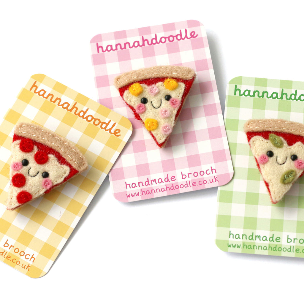 cute felt pizza brooches