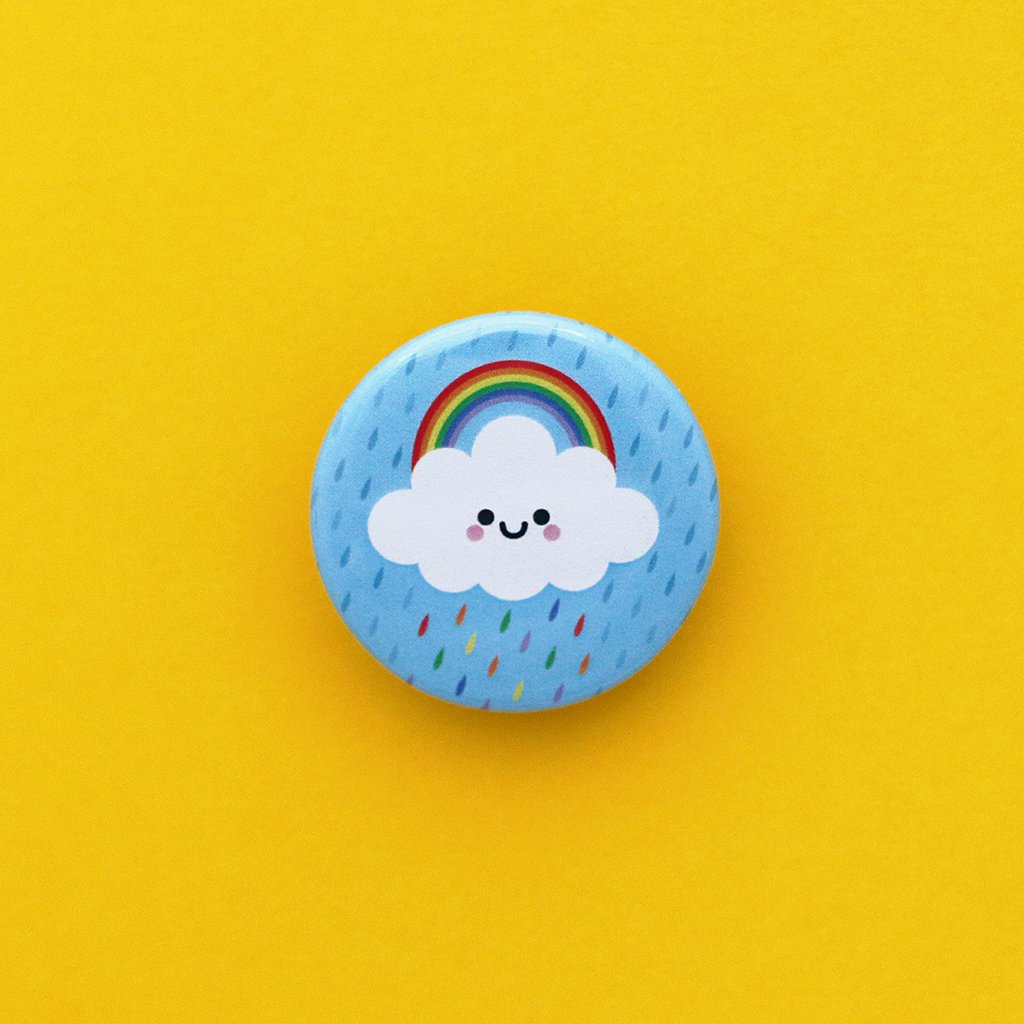 Rainbow Rain Button Badge