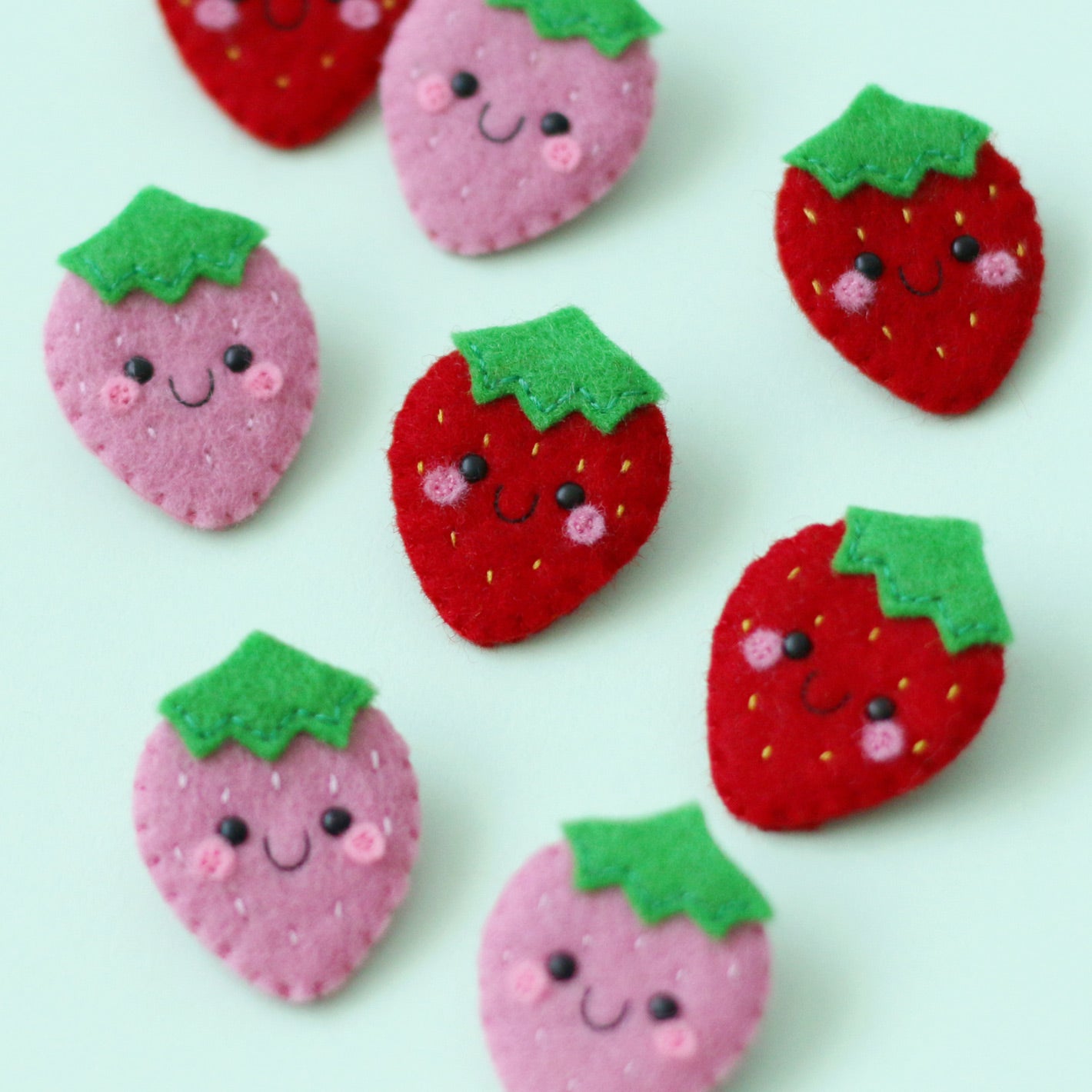 Cute Strawberry Felt Brooches