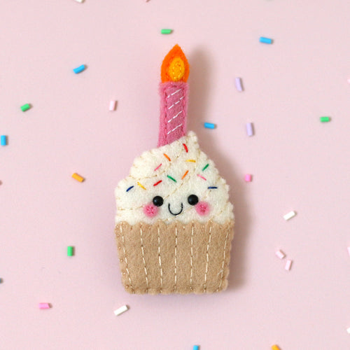 Birthday Cupcake Felt Brooch