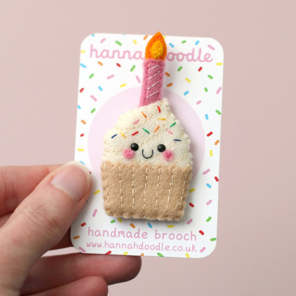 Birthday Cupcake Felt Brooch