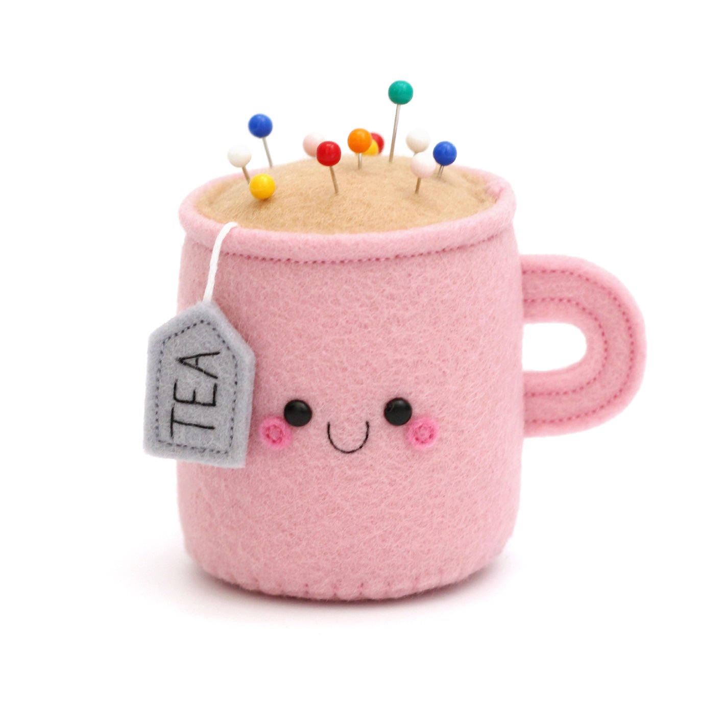 Pink Tea Pincushion for Sewing Pins hannahdoodle