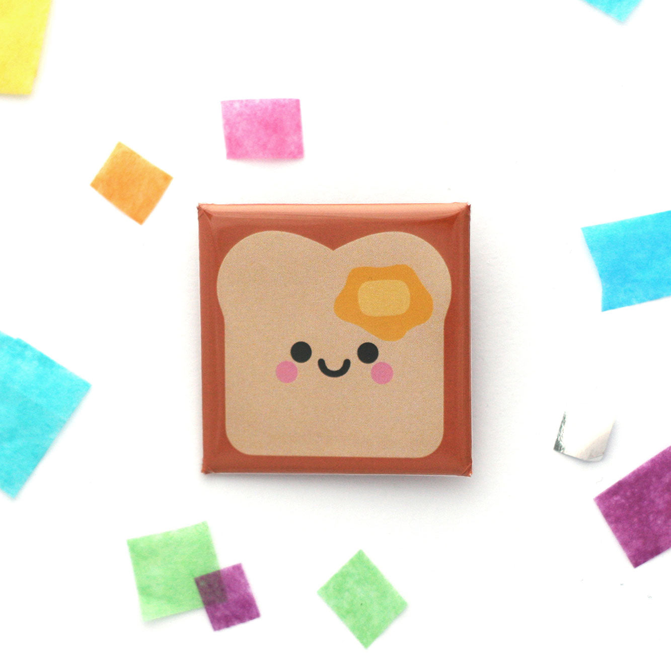 Buttered toast 38mm square button badge