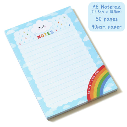 Cloud & Rainbow Notepad, A6