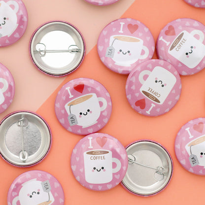 coffee and tea button badges