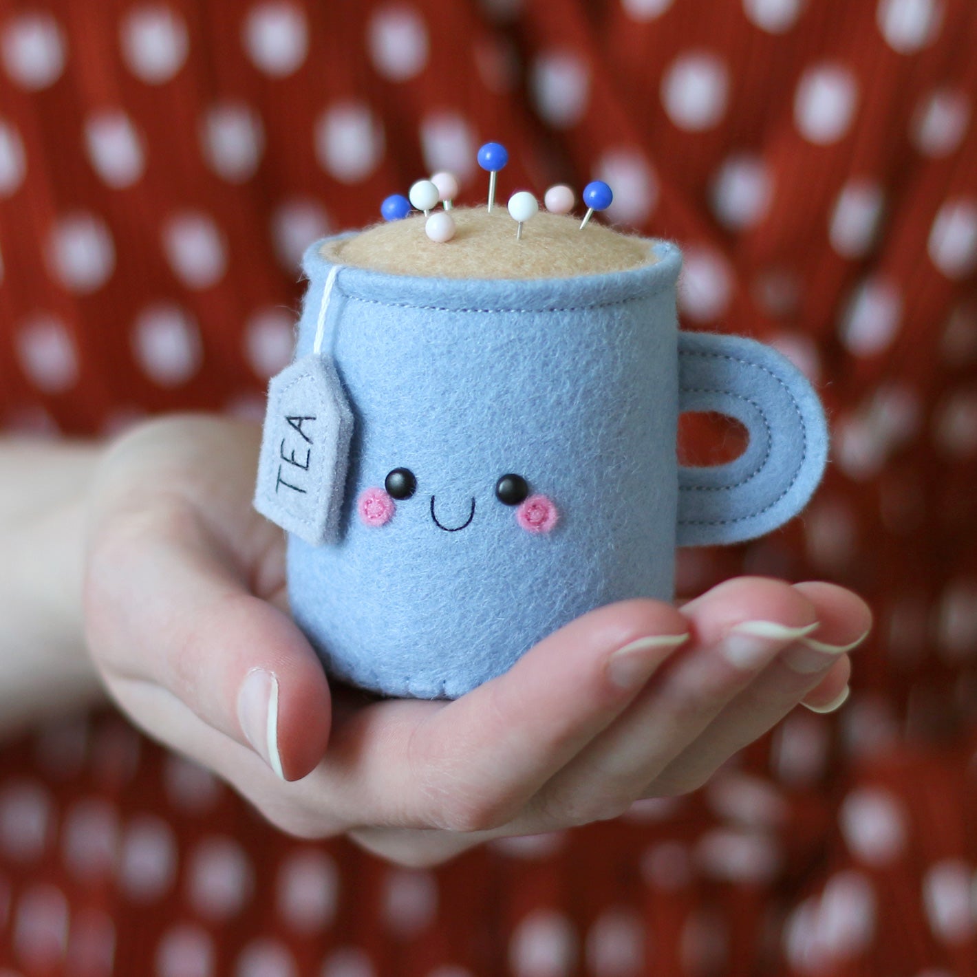 cute sewing gift teacup pincushion kawaii by hannahdoodle