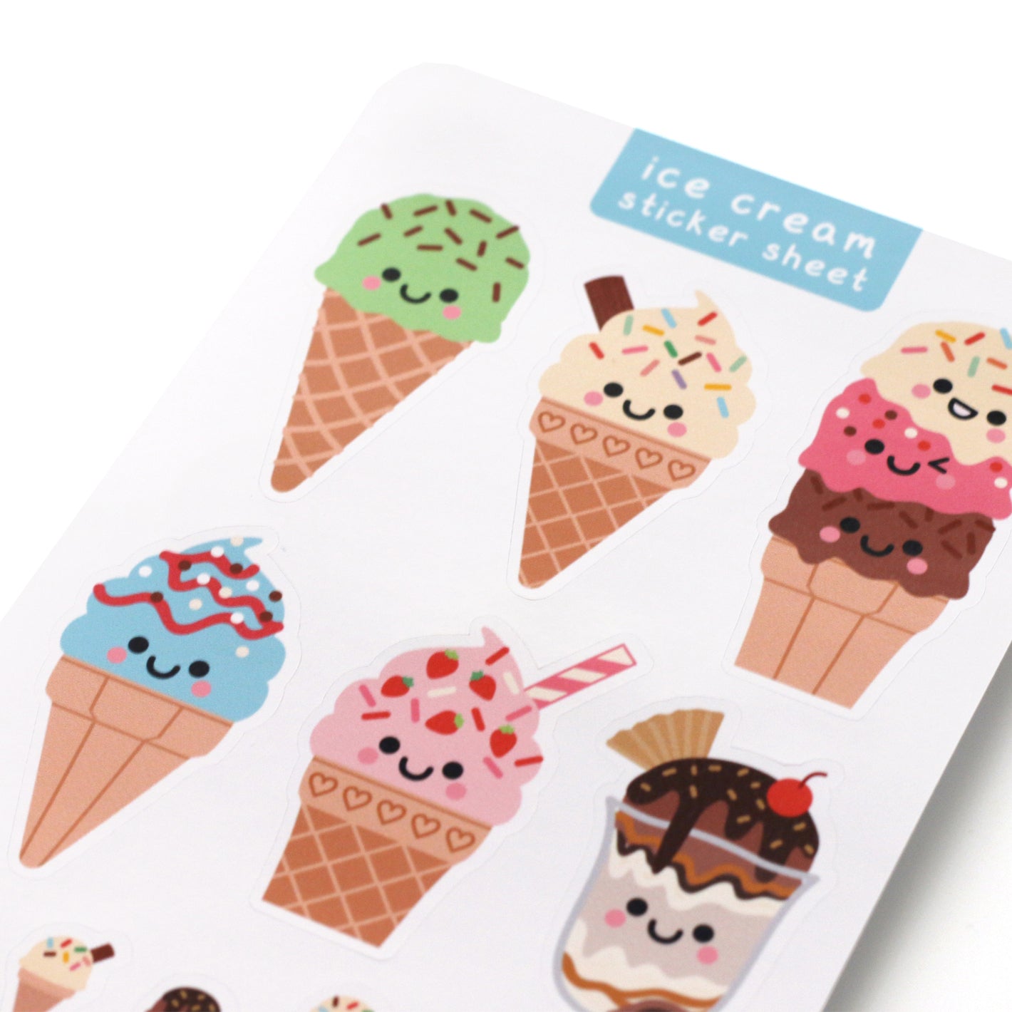 Ice Cream sticker sheet printed on glossy sticker paper