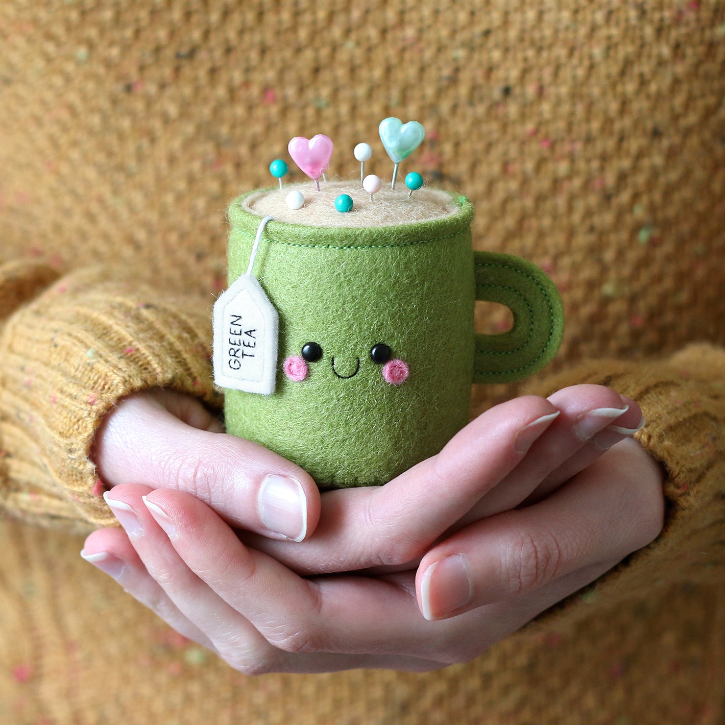 Green Tea Teacup Pincushion
