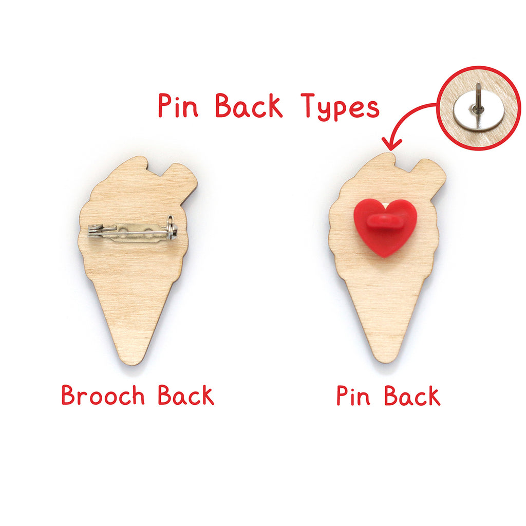 Mint Choc Chip Ice Cream Wooden Pin Badge