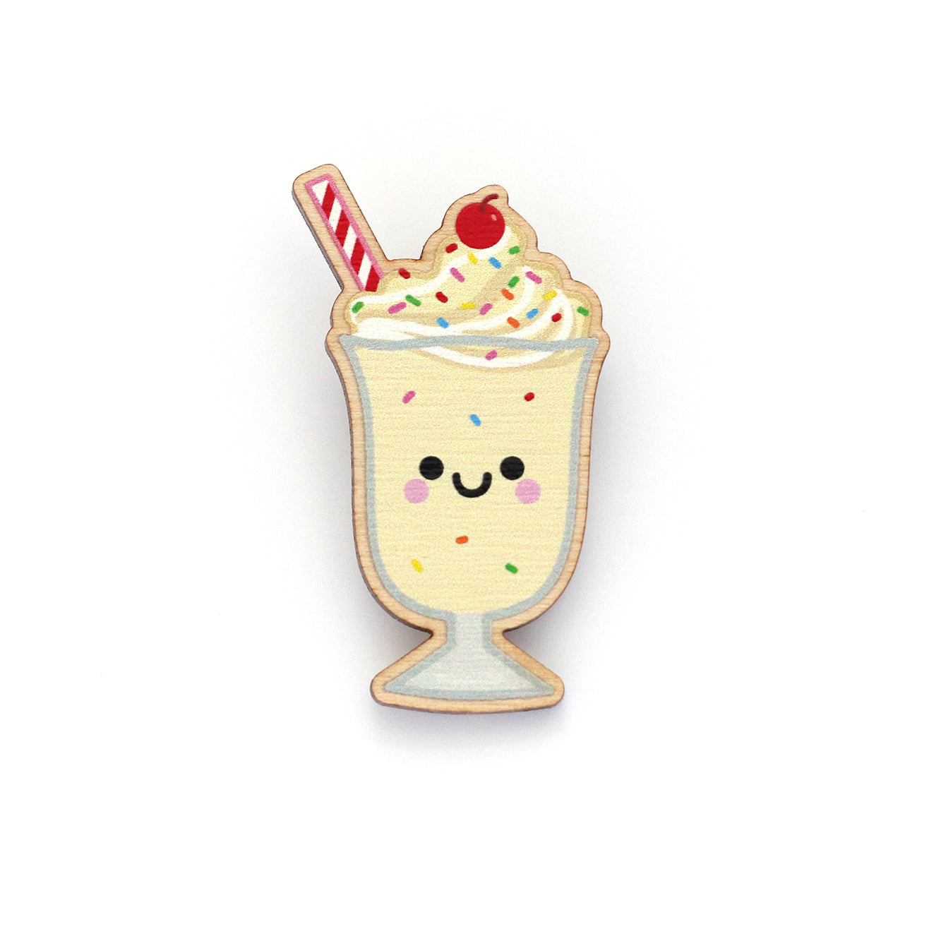 Milkshake Wooden Pin Badge