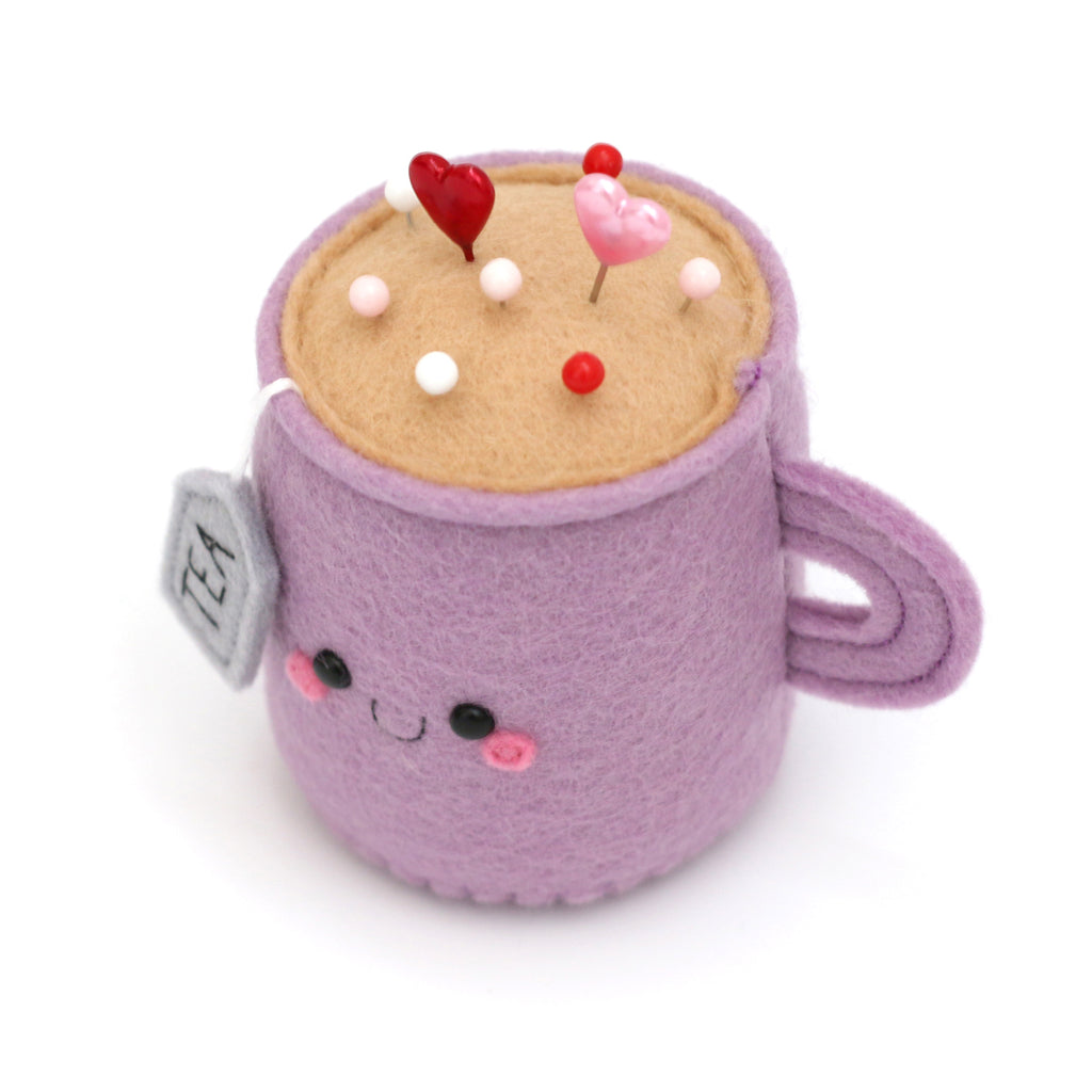 Cute Purple Tea Pincushion by hannahdoodle