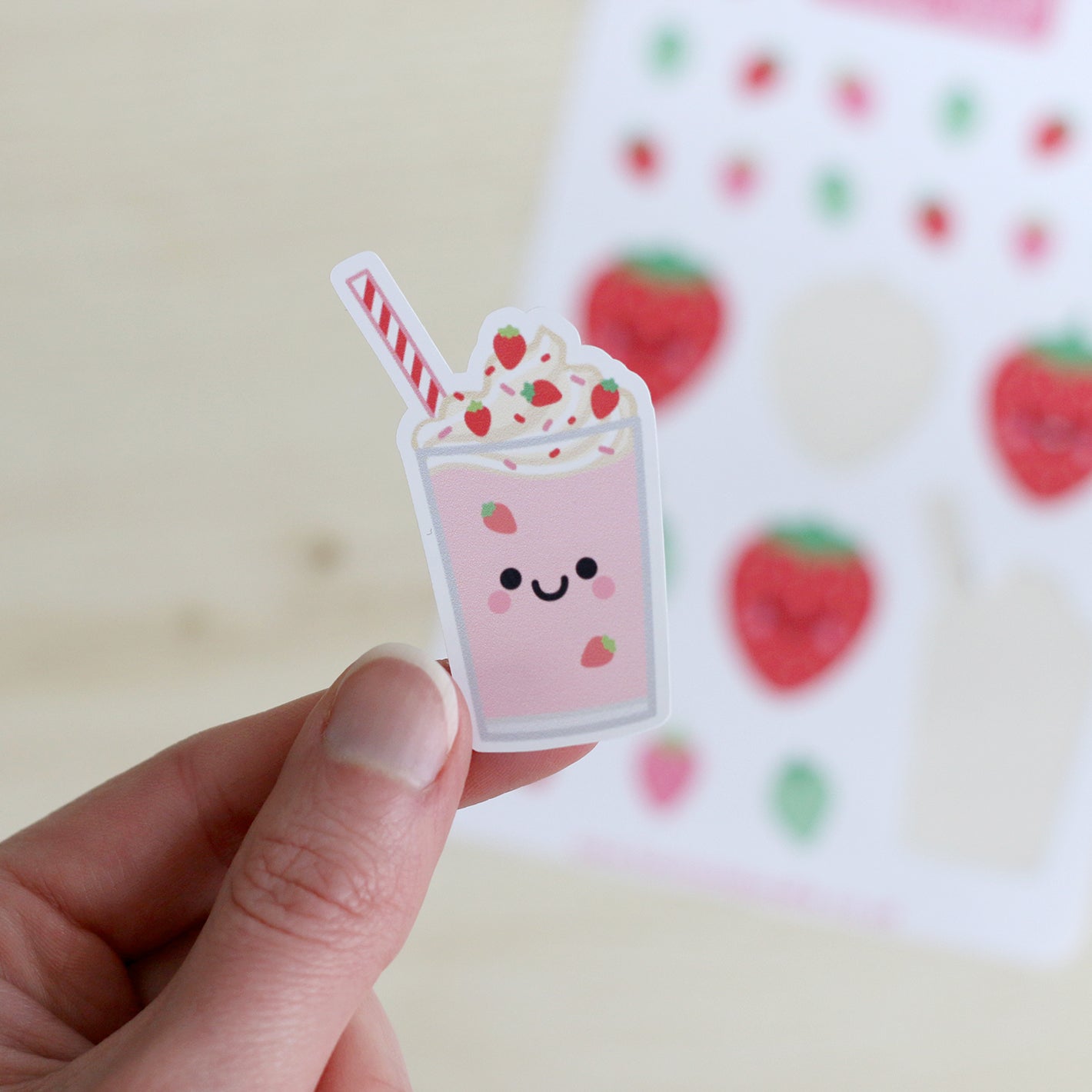 Cute strawberry milkshake sticker