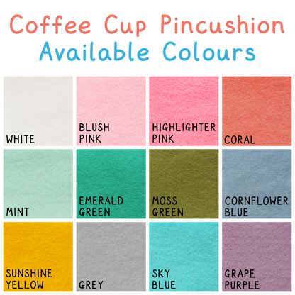 felt swatch sheet for coffee cup pincushion