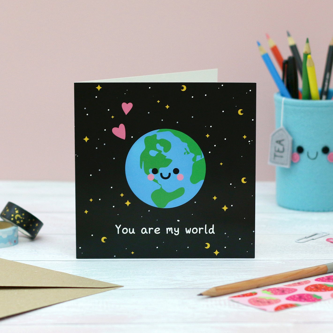 You Are My World Card Kawaii Valentines Card